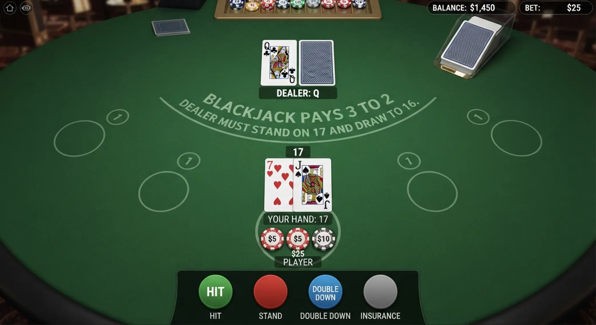 Blackjack kezdő leosztás online asztalon Online blackjack asztal kezdő leosztással és látható téttel
