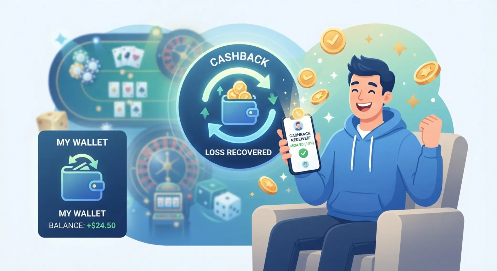 A cashback bónusz működését bemutató illusztráció