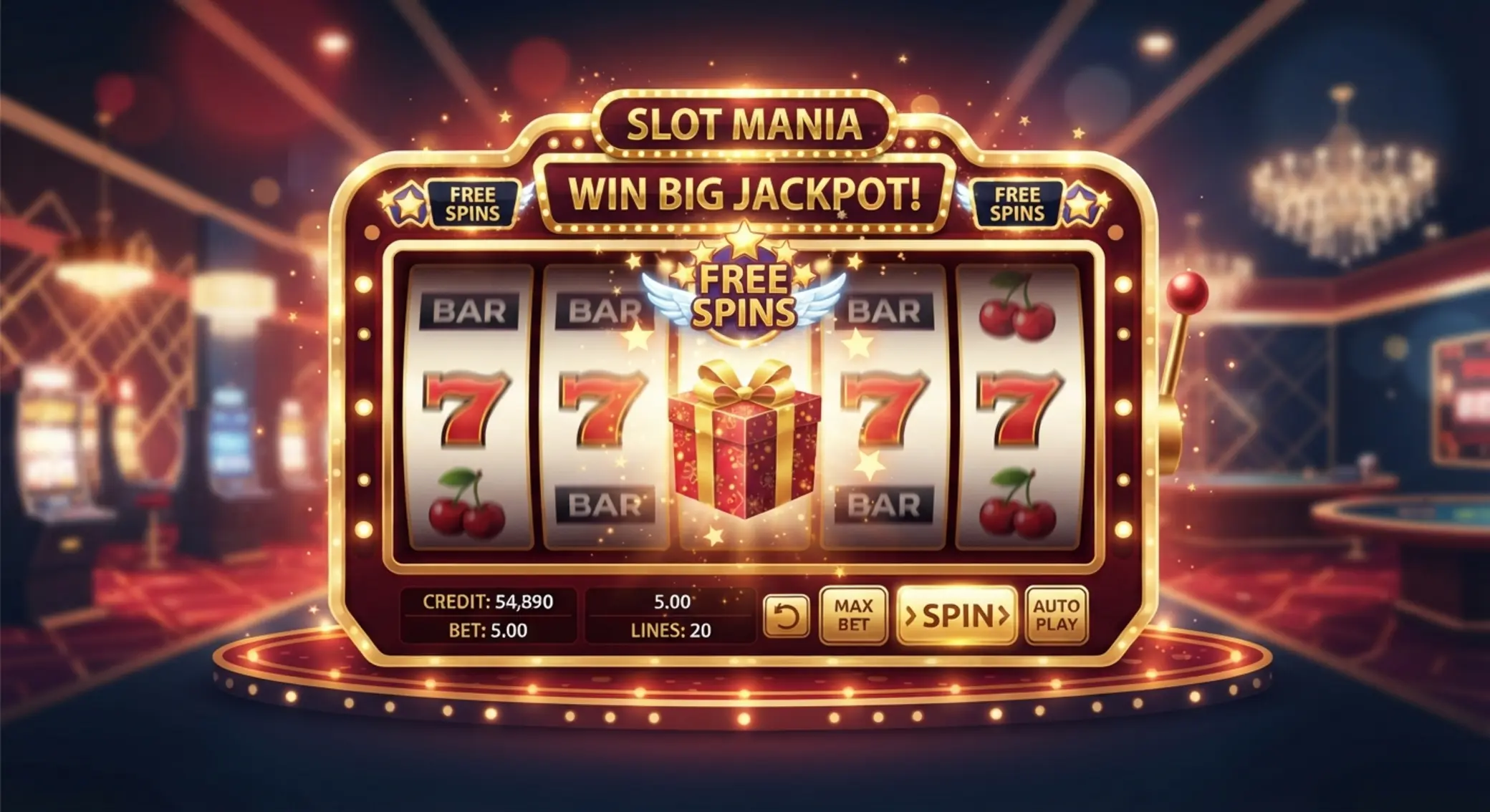 Vulkan Vegas stílusú kaszinó és slot bónusz illusztráció
