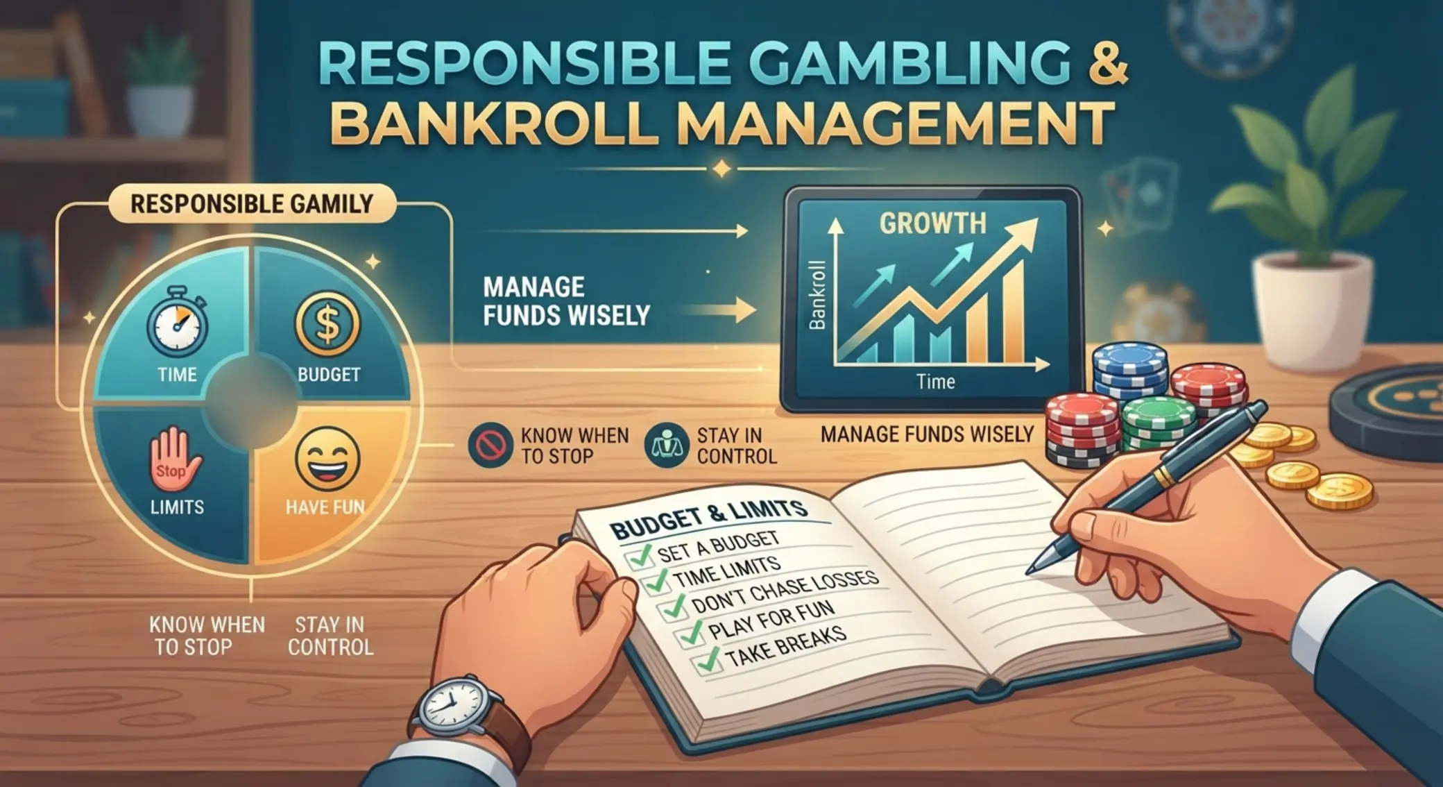 Bankroll menedzsment és felelős játék illusztráció