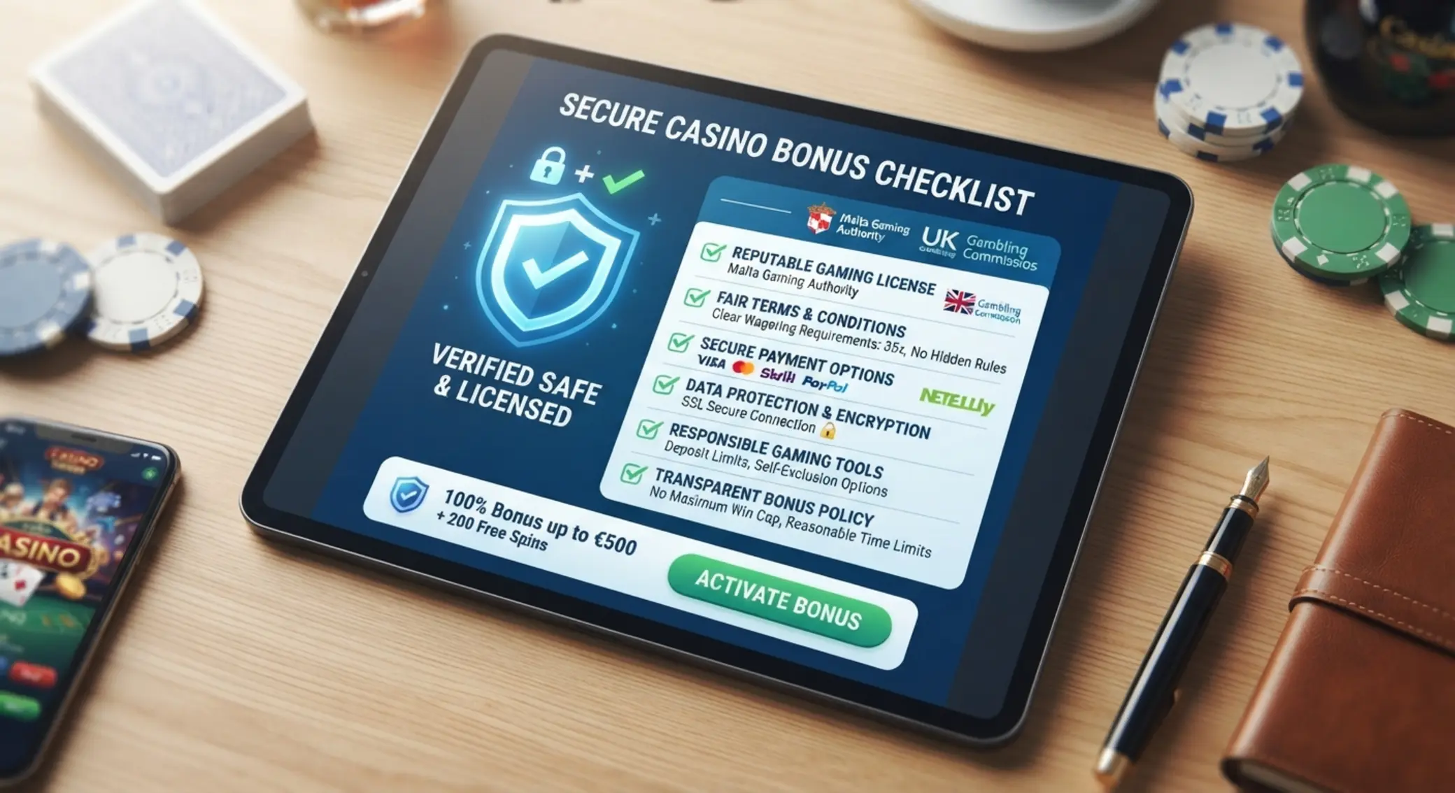 Biztonságos online kaszinó bónusz kiválasztása Ellenőrzőlista biztonságos kaszinó bónusz választásához
