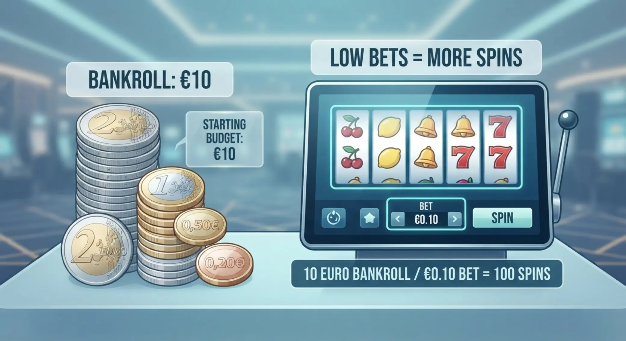 Mire elég az 1 eurós kaszinó befizetés Kis bankroll és alacsony tétes pörgetések illusztrációja