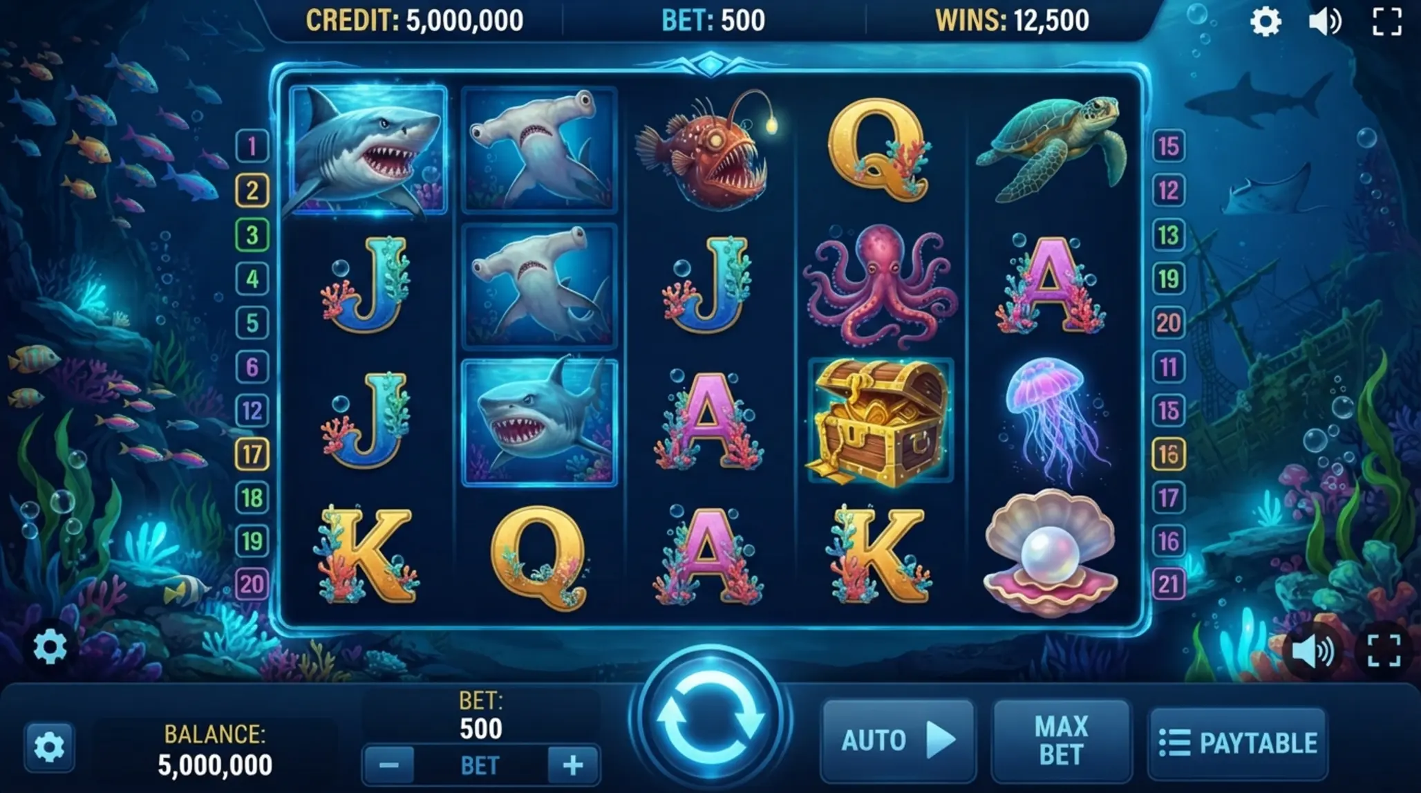 Razor Shark hangulatú nyerőgép mélytengeri háttérrel